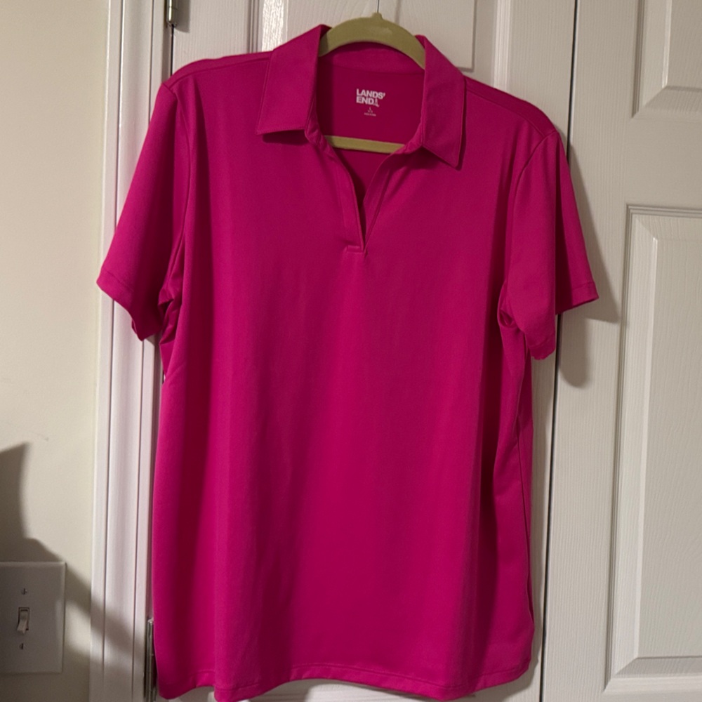Lands' End Women's Bright Pink Polo Top
